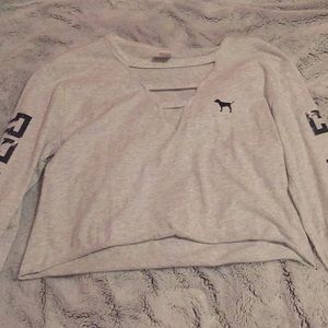 Pink Long Sleeve Cropped Shirt